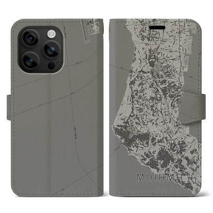 【美浜（愛知県）】地図柄iPhoneケース（手帳タイプ）モノトーン・iPhone 16 用