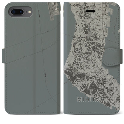 【美浜（愛知県）】地図柄iPhoneケース（手帳タイプ）モノトーン・iPhone 8Plus /7Plus / 6sPlus / 6Plus 用