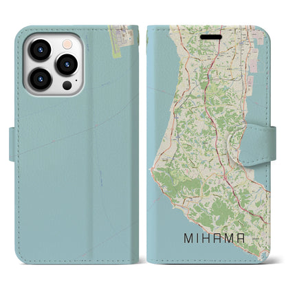 【美浜（愛知県）】地図柄iPhoneケース（手帳タイプ）ナチュラル・iPhone 13 Pro 用