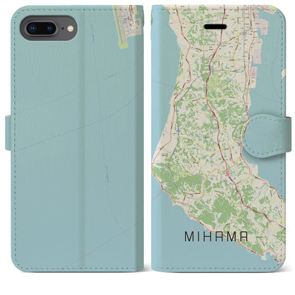 【美浜（愛知県）】地図柄iPhoneケース（手帳タイプ）ナチュラル・iPhone 8Plus /7Plus / 6sPlus / 6Plus 用