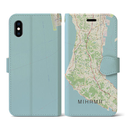 【美浜（愛知県）】地図柄iPhoneケース（手帳タイプ）ナチュラル・iPhone XS / X 用