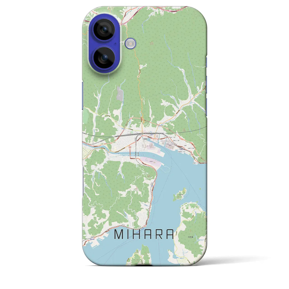 【三原（広島県）】地図柄iPhoneケース（バックカバータイプ）ブラック・iPhone 16 Pro Max 用