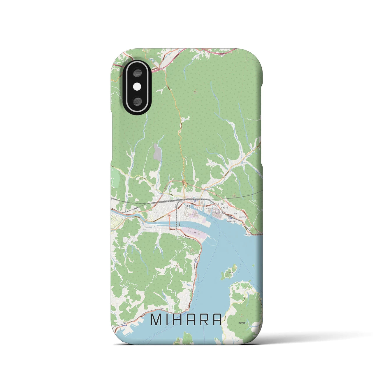 【三原（広島県）】地図柄iPhoneケース（バックカバータイプ）