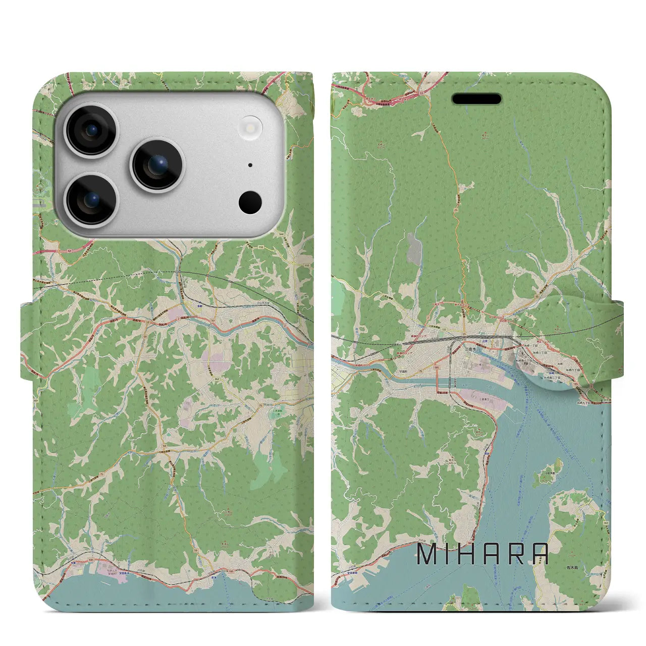 【三原（広島県）】地図柄iPhoneケース（手帳タイプ）