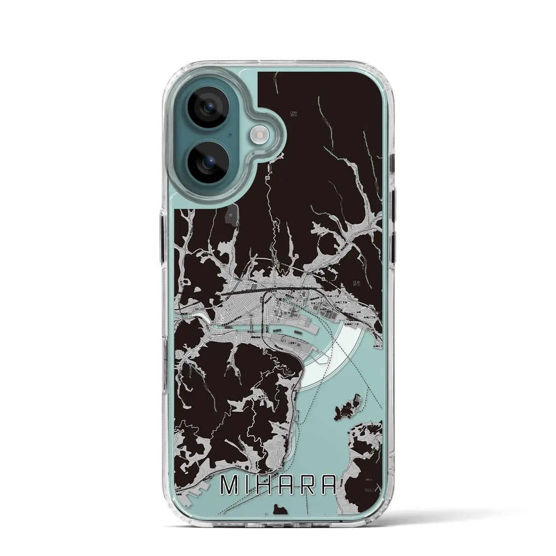【三原（広島県）】地図柄iPhoneケース（MagSafeタイプ）モノトーン・iPhone 16 Pro 用