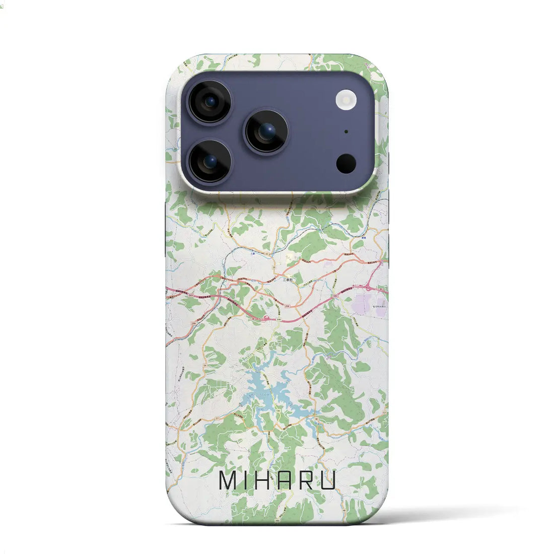 【三春（福島県）】地図柄iPhoneケース（バックカバータイプ）ブラック・iPhone 17 Pro Max 用
