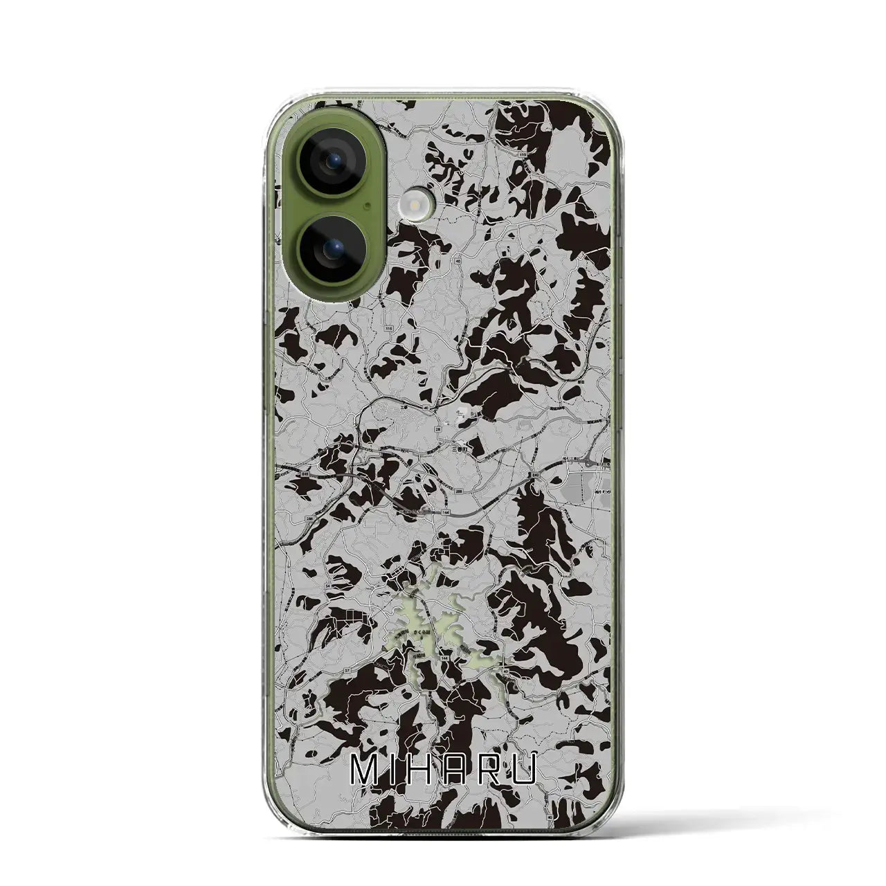 【三春（福島県）】地図柄iPhoneケース（クリアタイプ）モノトーン・iPhone 17 Pro Max 用