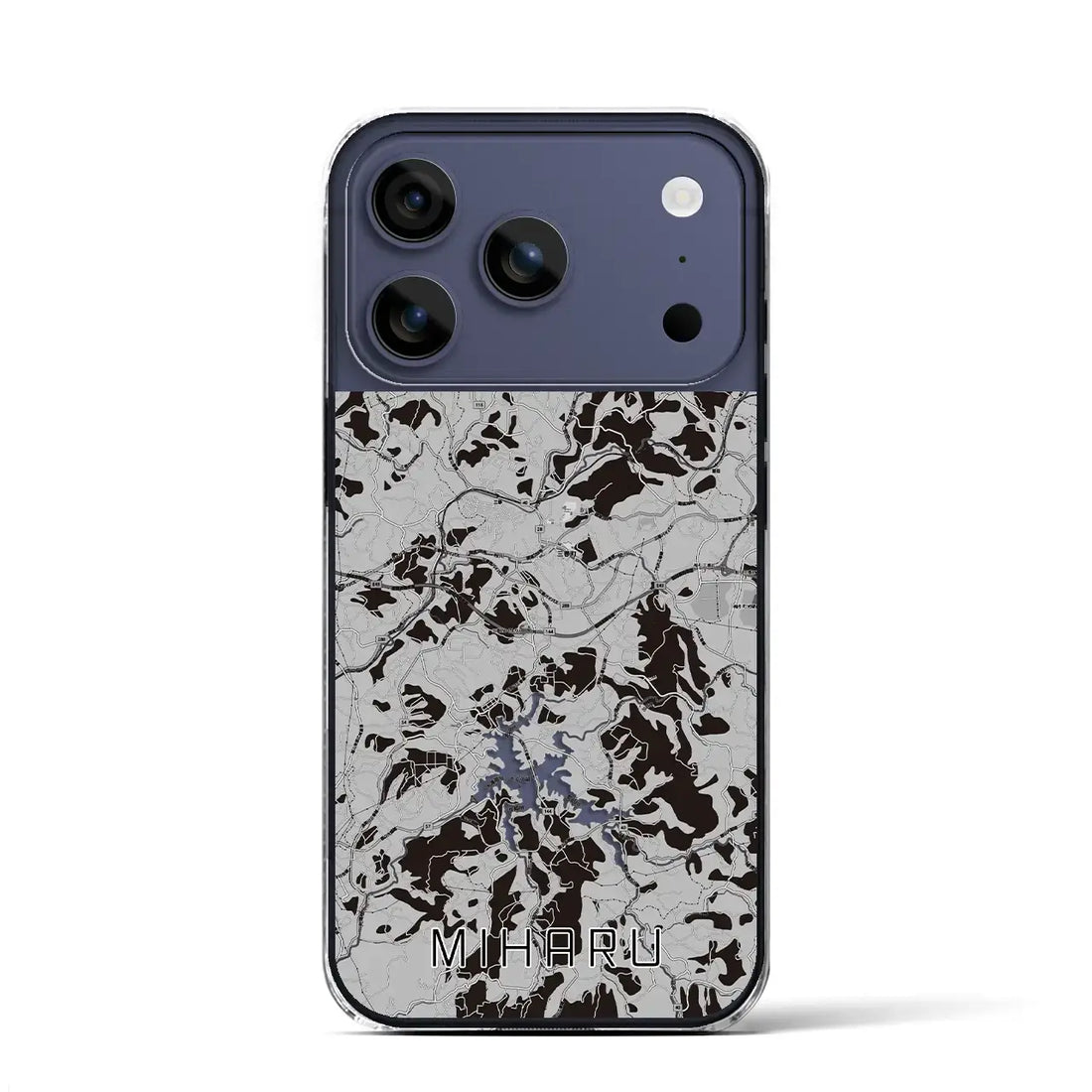 【三春（福島県）】地図柄iPhoneケース（クリアタイプ）モノトーン・iPhone 17 Pro Max 用