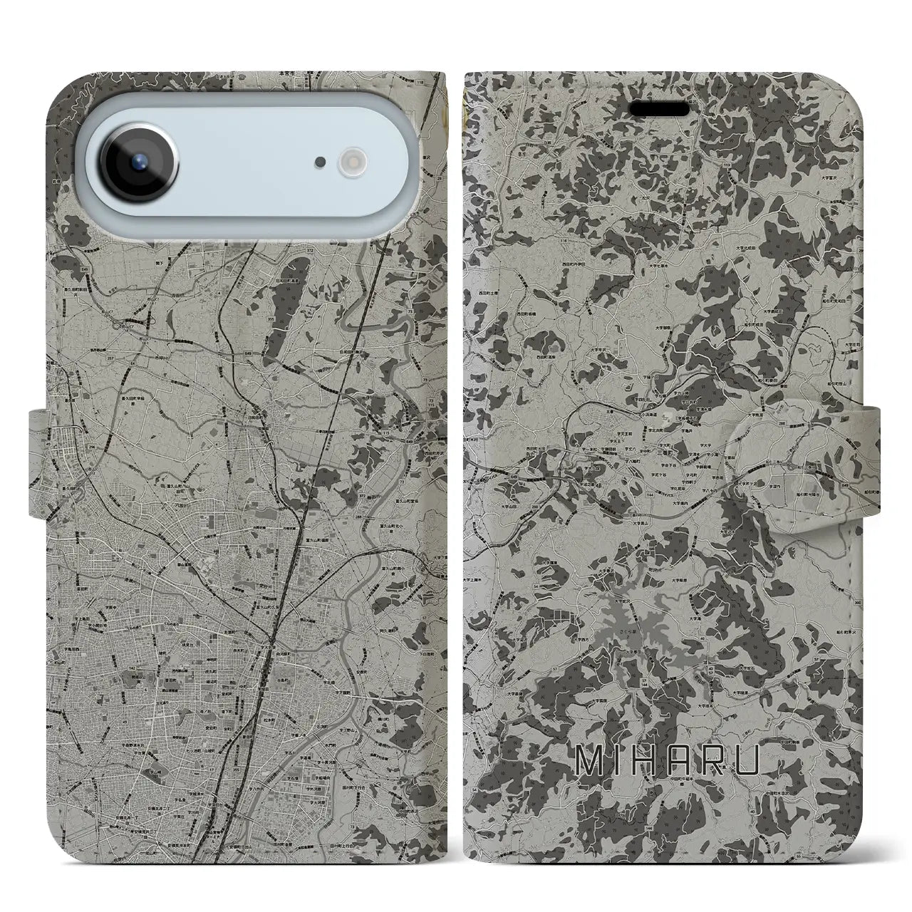 【三春（福島県）】地図柄iPhoneケース（手帳タイプ）