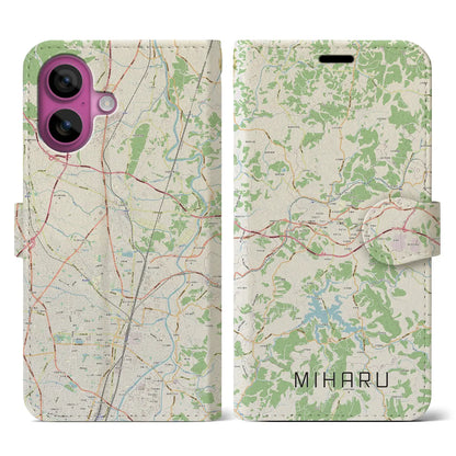 【三春（福島県）】地図柄iPhoneケース（手帳タイプ）ナチュラル・iPhone 16 Pro 用