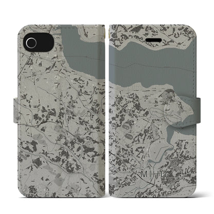 【美浦（茨城県）】地図柄iPhoneケース（手帳タイプ）モノトーン・iPhone SE（第3 / 第2世代） / 8 / 7 / 6s / 6 用