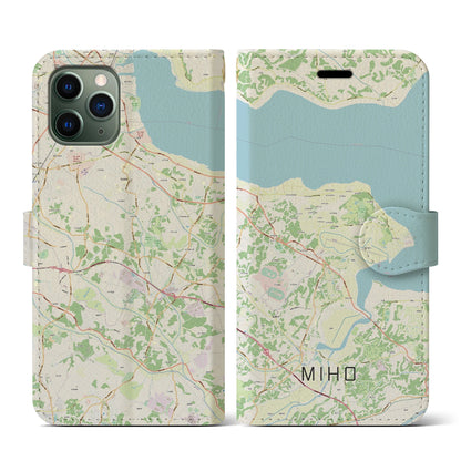 【美浦（茨城県）】地図柄iPhoneケース（手帳タイプ）ナチュラル・iPhone 11 Pro 用