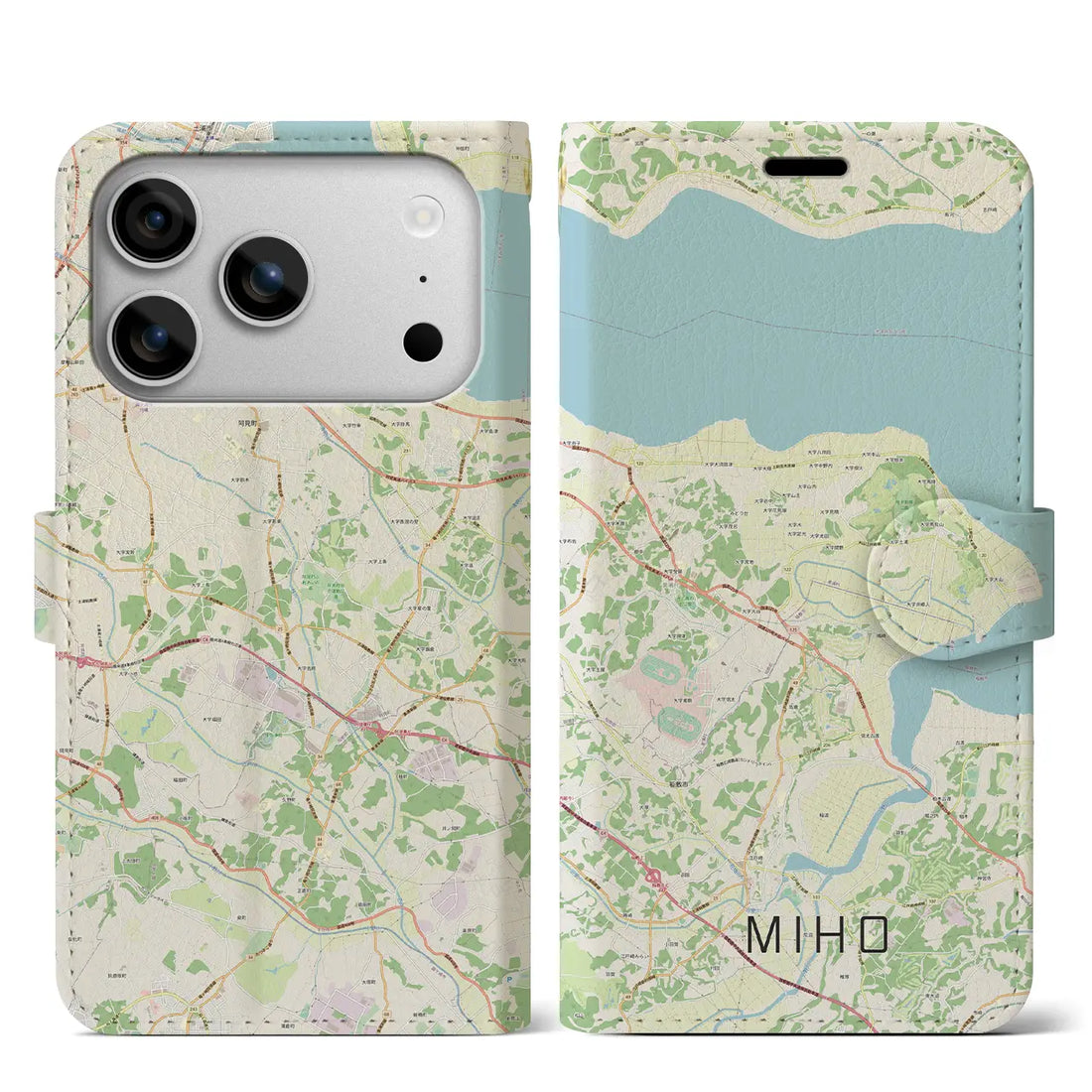【美浦(茨城県)】地図柄iPhoneケース(手帳タイプ)モノトーン・iPhone 17 Pro Max 用