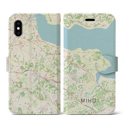 【美浦（茨城県）】地図柄iPhoneケース（手帳タイプ）ナチュラル・iPhone XS / X 用