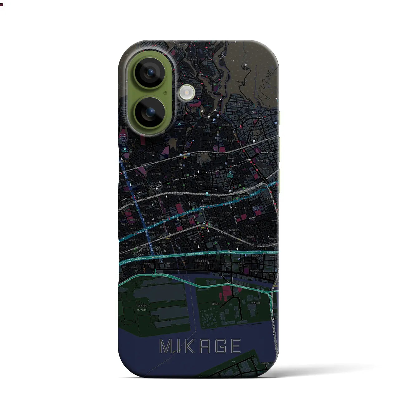 【御影（兵庫県）】地図柄iPhoneケース（バックカバータイプ）