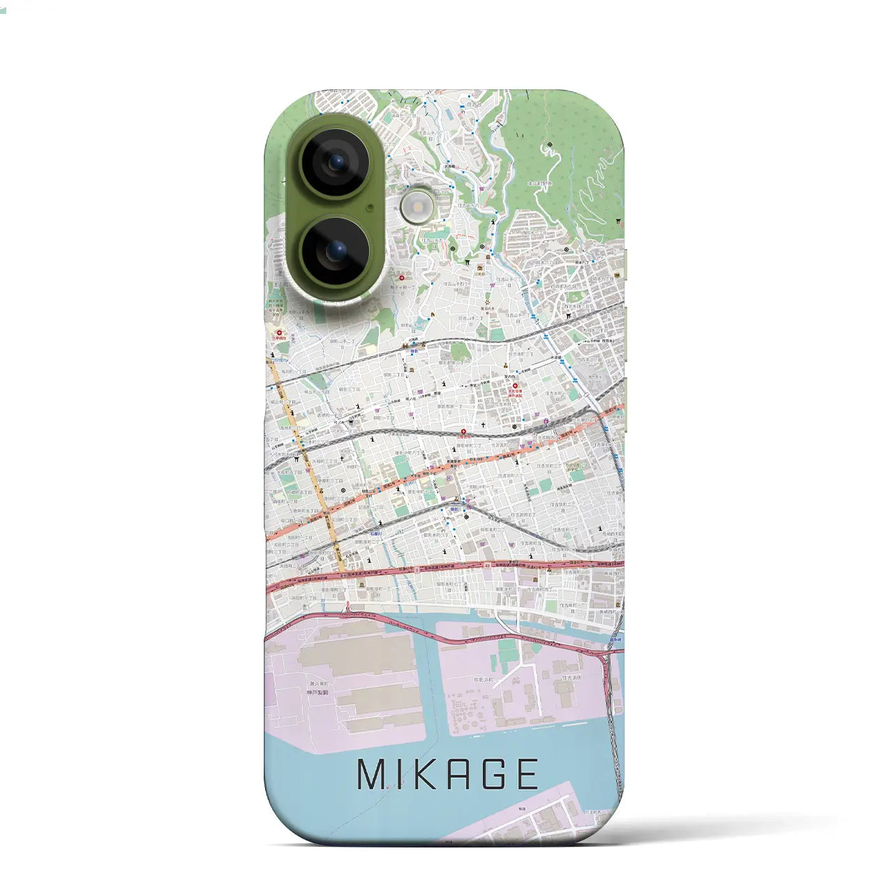 【御影（兵庫県）】地図柄iPhoneケース（バックカバータイプ）