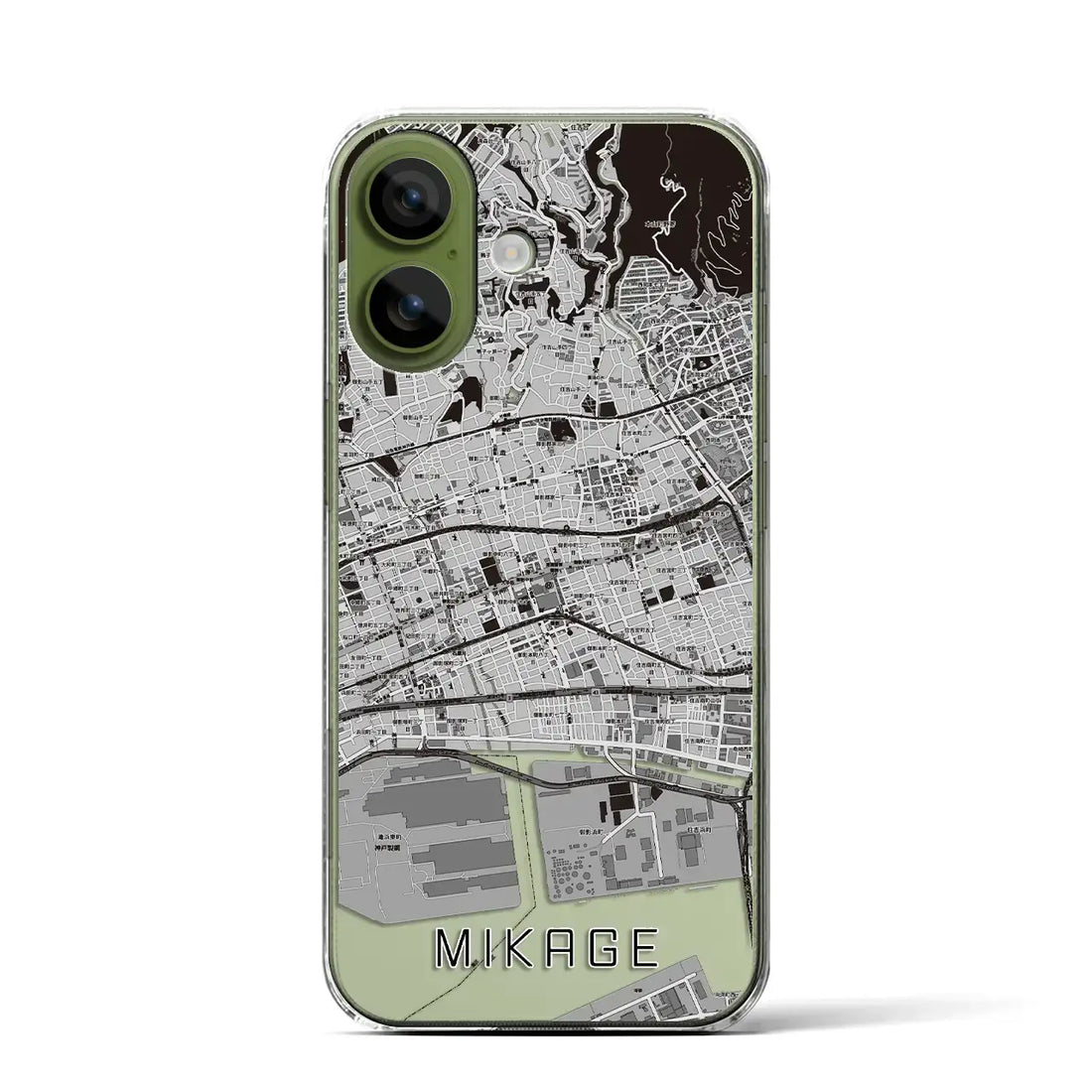 【御影（兵庫県）】地図柄iPhoneケース（クリアタイプ）モノトーン・iPhone 17 Pro Max 用