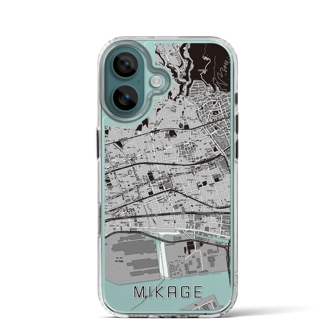 【御影(兵庫県)】地図柄iPhoneケース(MagSafeタイプ)モノトーン・iPhone 16 Pro 用