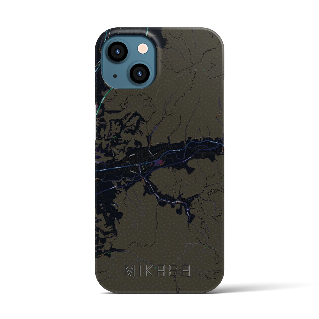 【三笠（北海道）】地図柄iPhoneケース（バックカバータイプ）