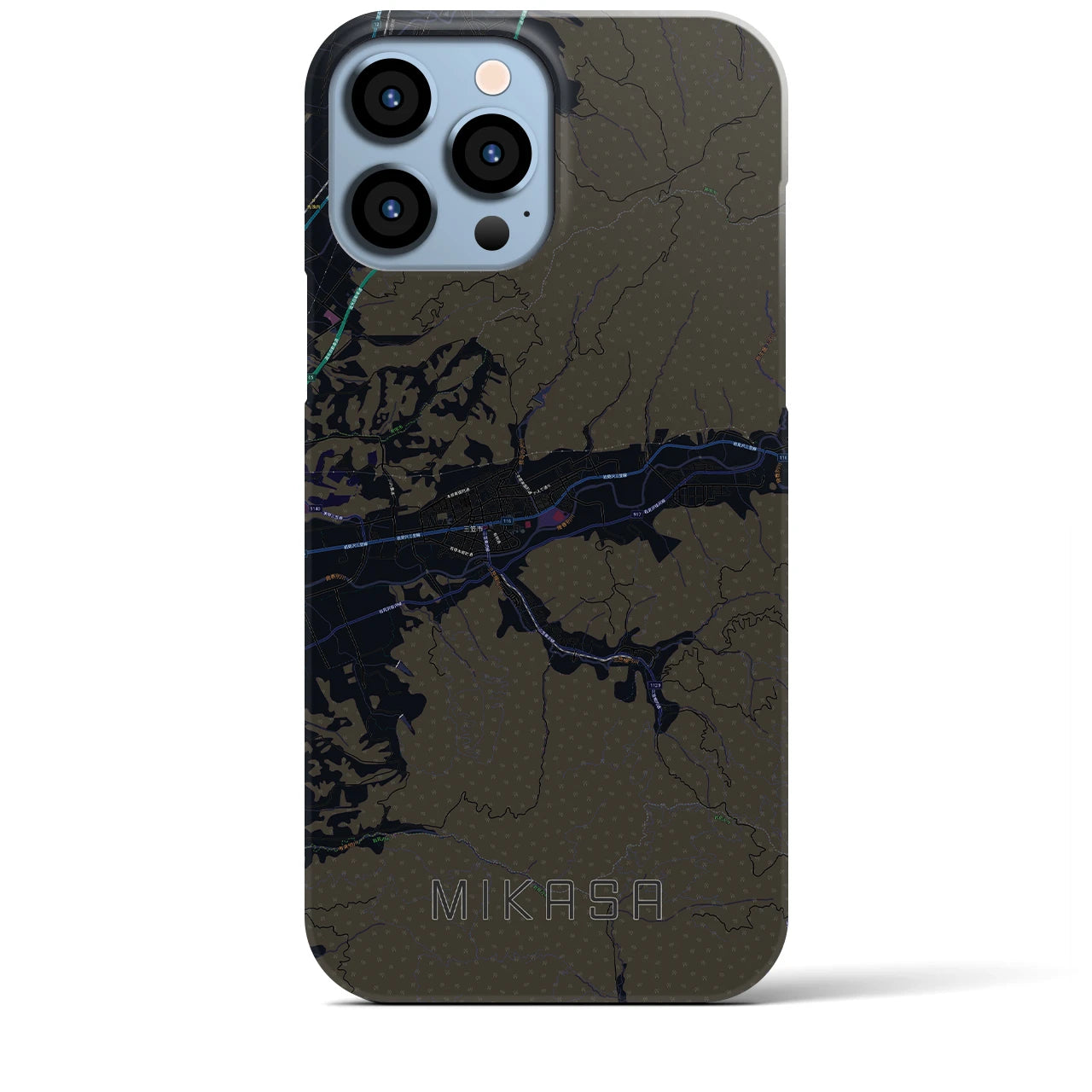 【三笠（北海道）】地図柄iPhoneケース（バックカバータイプ）