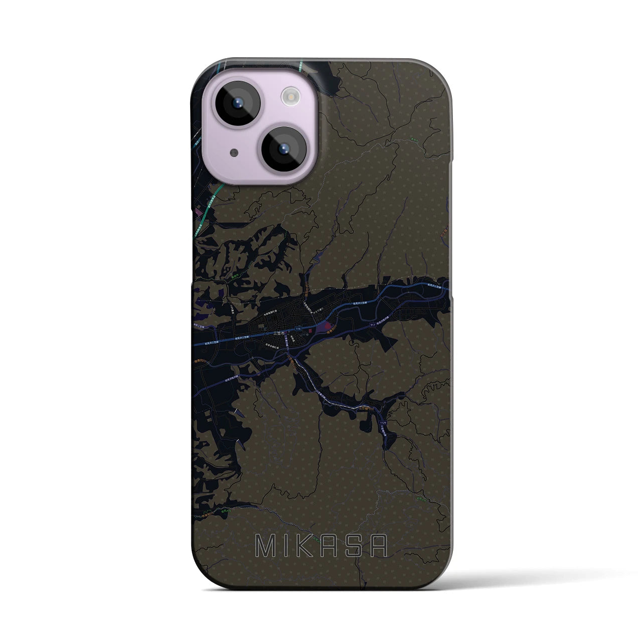 【三笠（北海道）】地図柄iPhoneケース（バックカバータイプ）