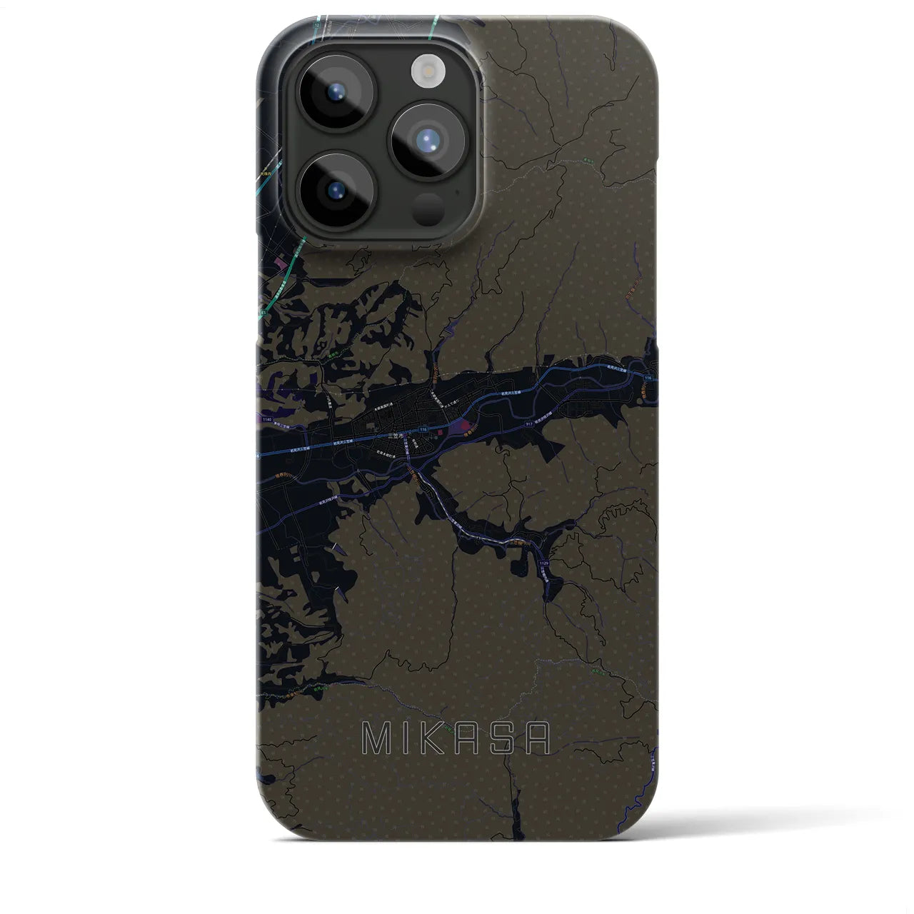 【三笠（北海道）】地図柄iPhoneケース（バックカバータイプ）