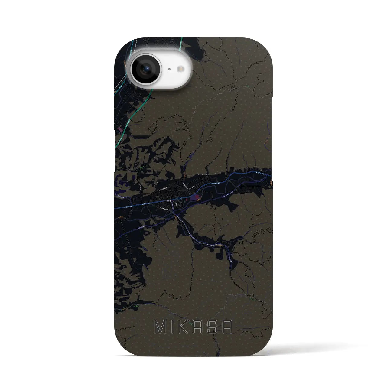 【三笠（北海道）】地図柄iPhoneケース（バックカバータイプ）