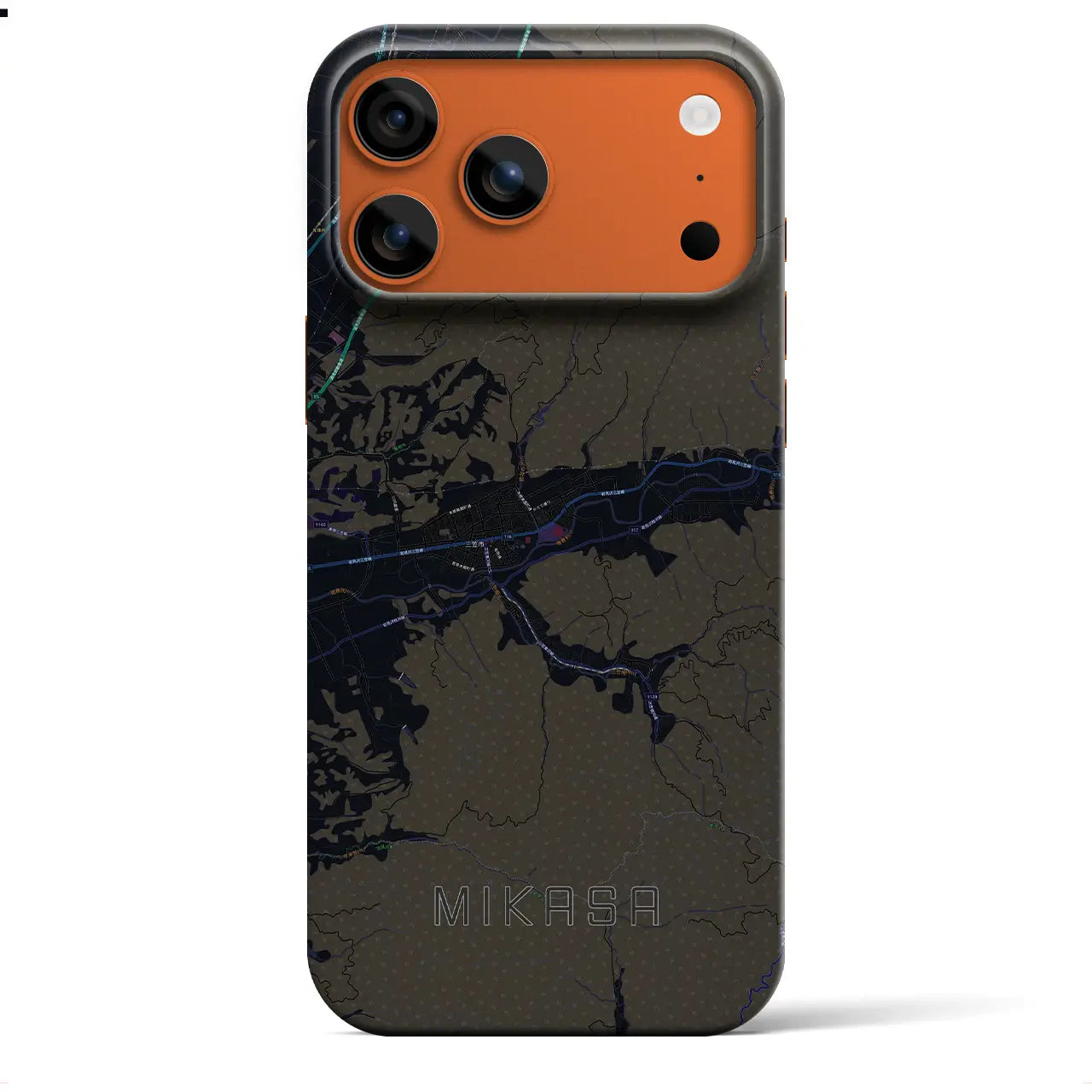 【三笠（北海道）】地図柄iPhoneケース（バックカバータイプ）