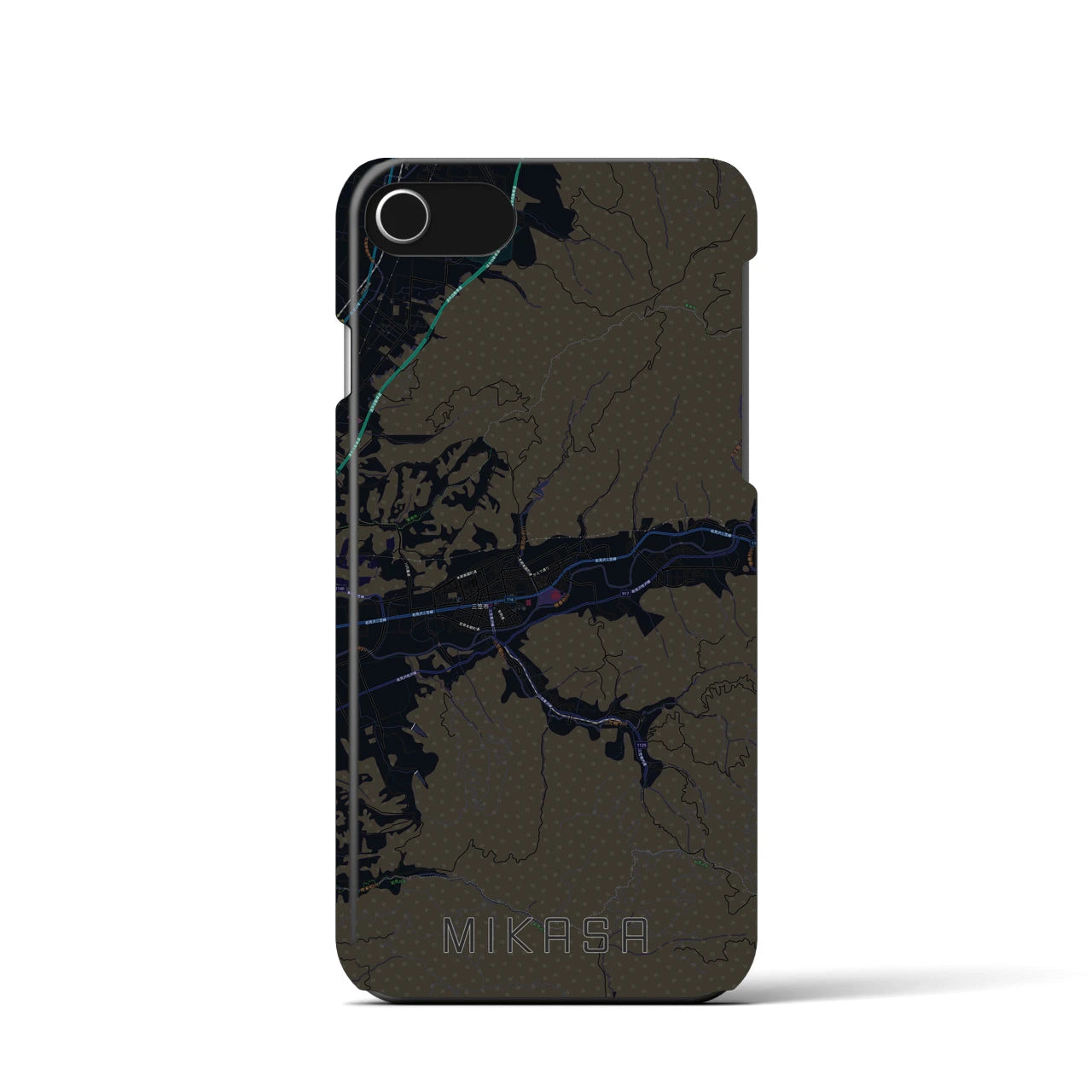 【三笠（北海道）】地図柄iPhoneケース（バックカバータイプ）