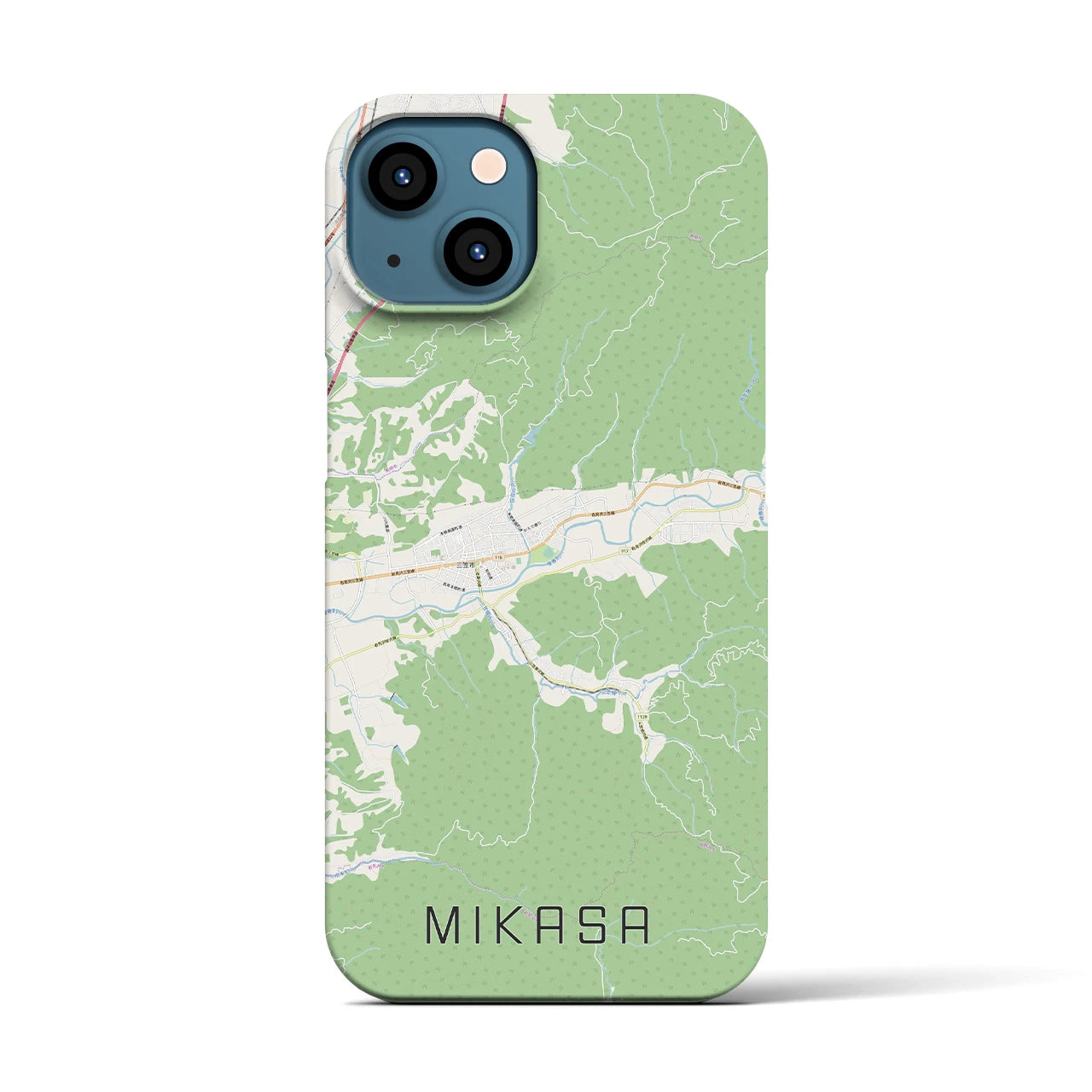 【三笠（北海道）】地図柄iPhoneケース（バックカバータイプ）