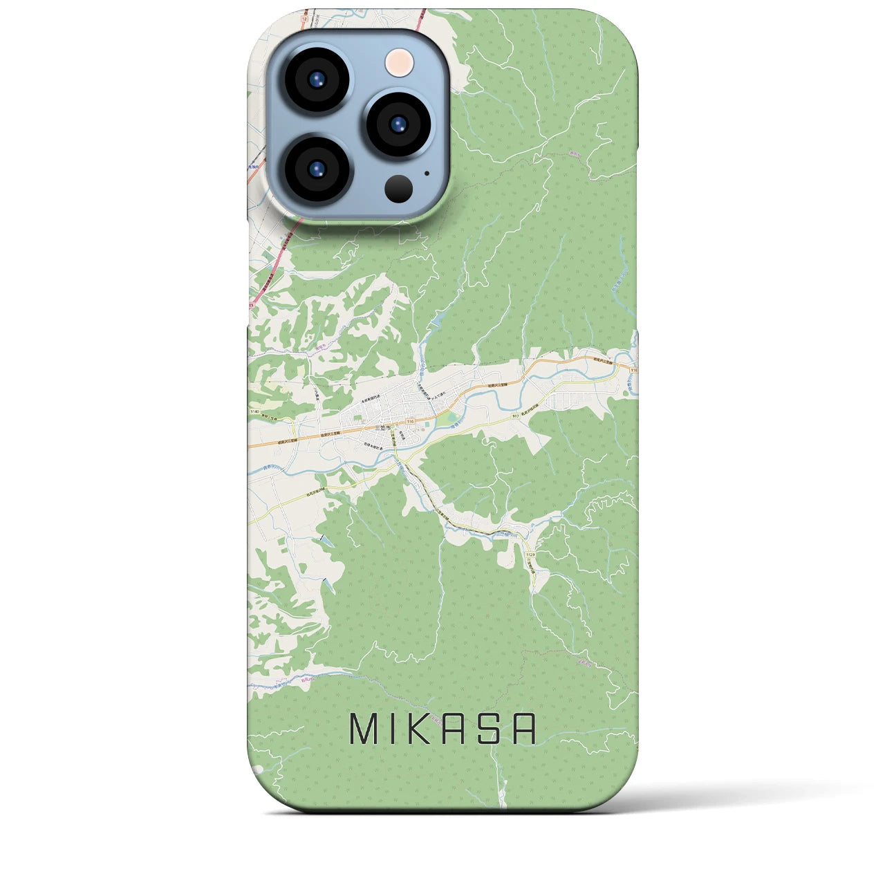 【三笠（北海道）】地図柄iPhoneケース（バックカバータイプ）