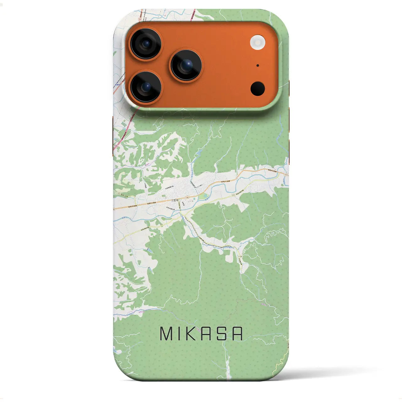 【三笠（北海道）】地図柄iPhoneケース（バックカバータイプ）