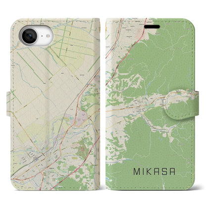 【三笠（北海道）】地図柄iPhoneケース（手帳タイプ）