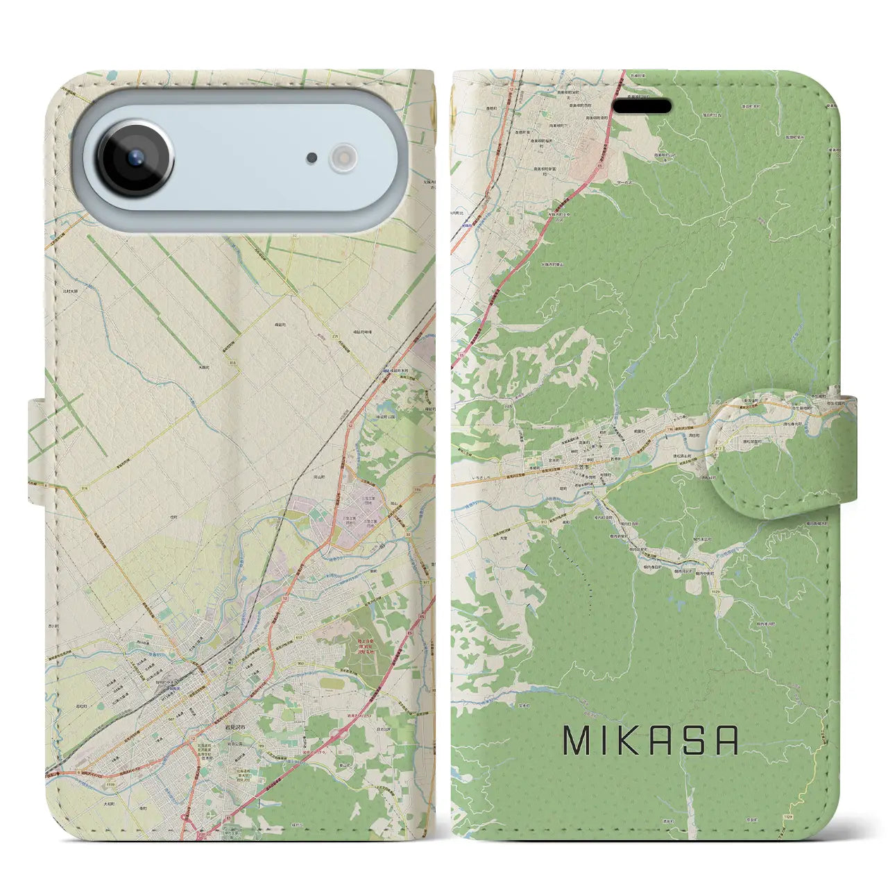 【三笠（北海道）】地図柄iPhoneケース（手帳タイプ）