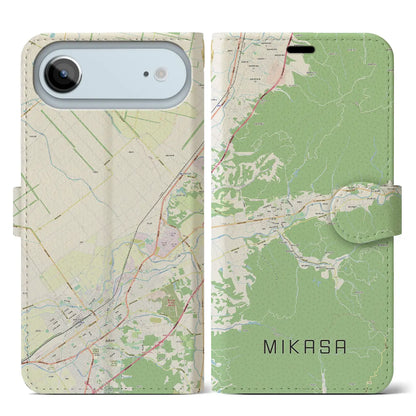 【三笠（北海道）】地図柄iPhoneケース（手帳タイプ）