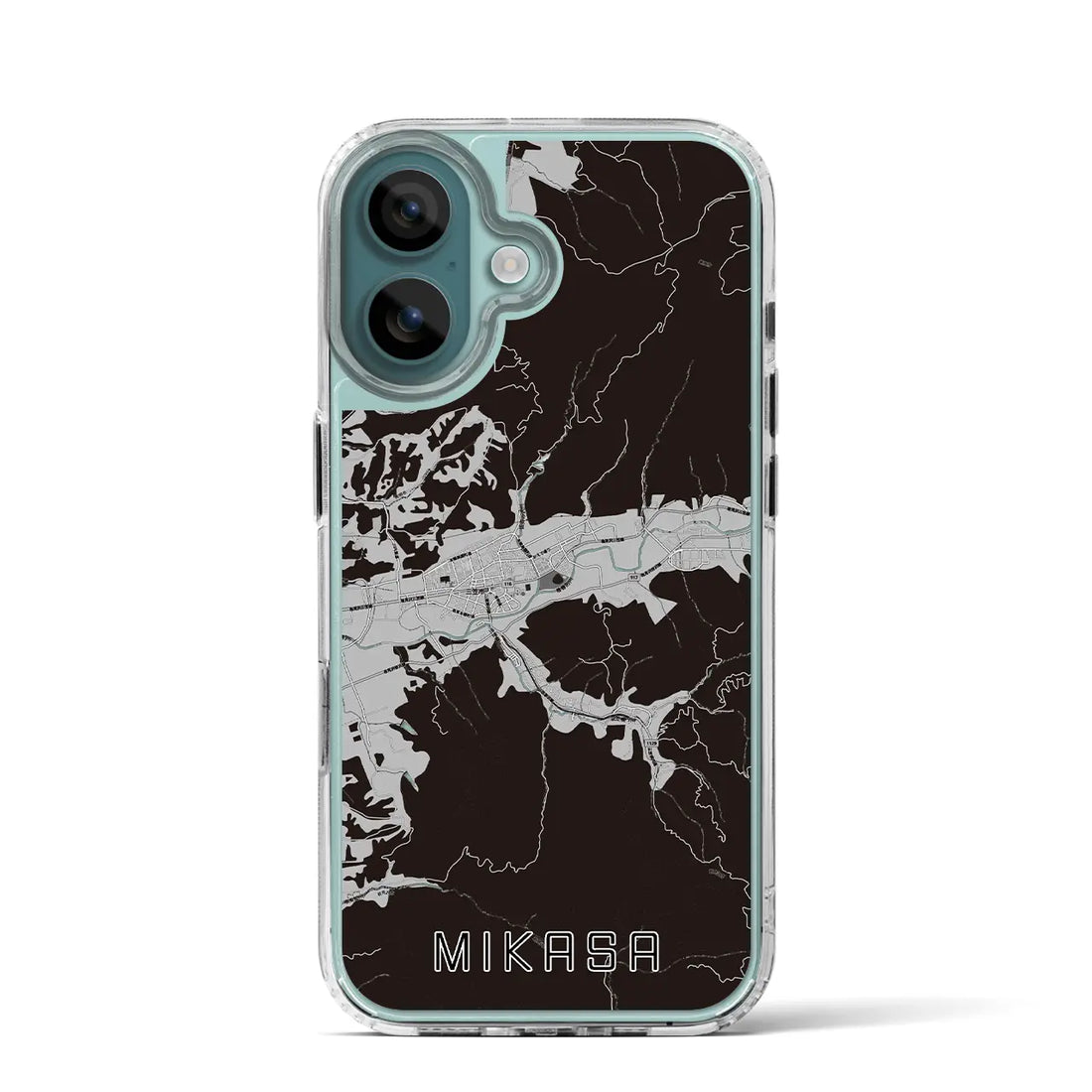 【三笠（北海道）】地図柄iPhoneケース（MagSafeタイプ）モノトーン・iPhone 16 Pro 用