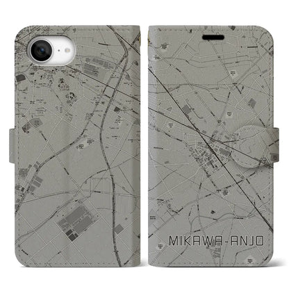 【三河安城（愛知県）】地図柄iPhoneケース（手帳タイプ）