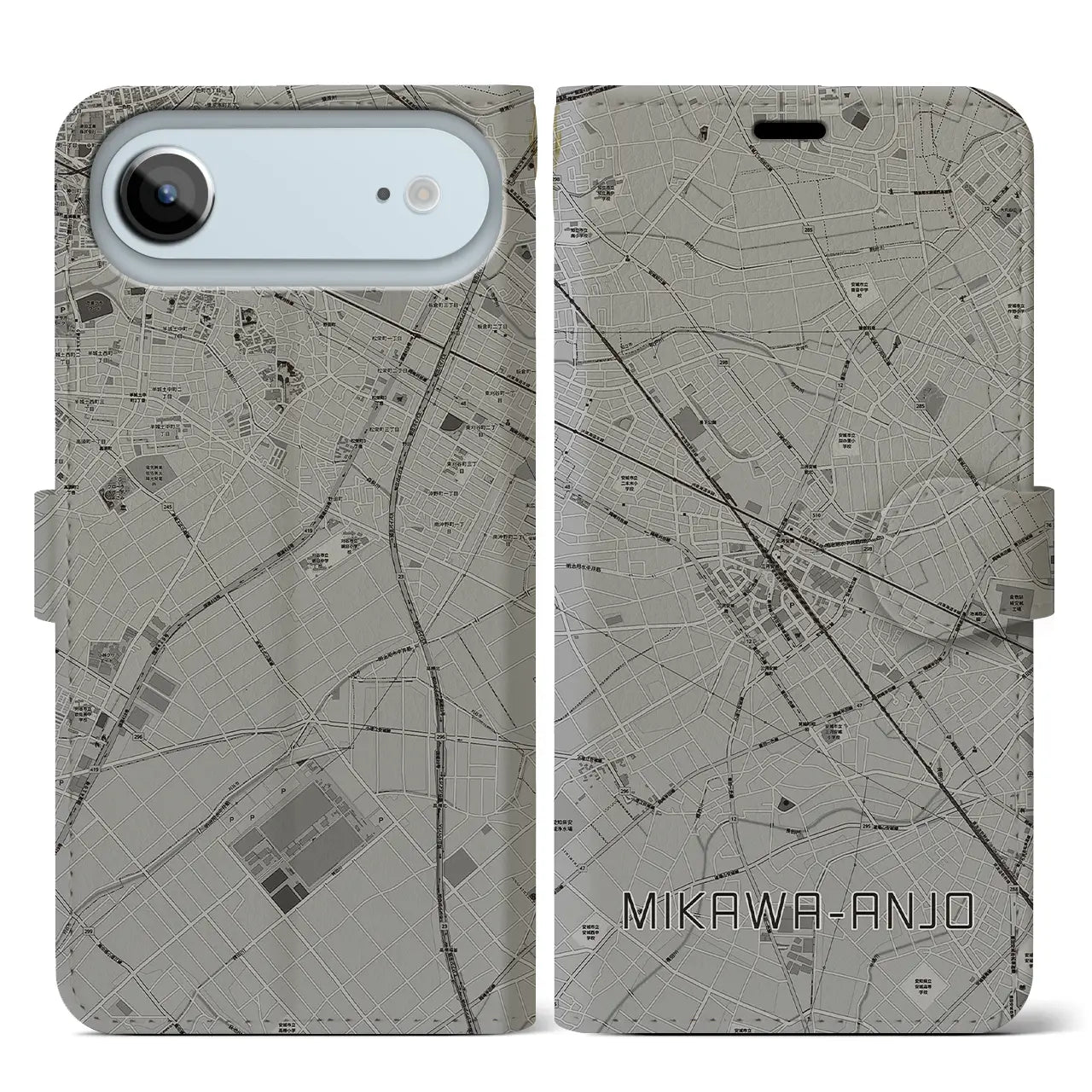 【三河安城（愛知県）】地図柄iPhoneケース（手帳タイプ）