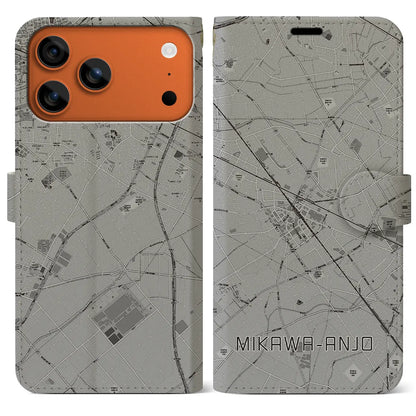 【三河安城（愛知県）】地図柄iPhoneケース（手帳タイプ）