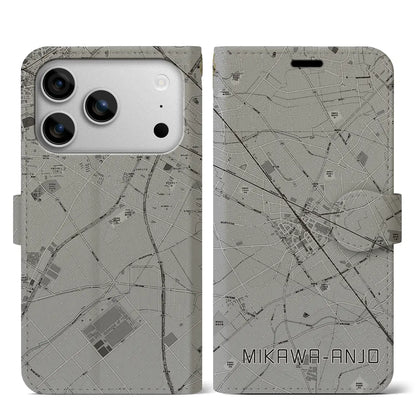 【三河安城（愛知県）】地図柄iPhoneケース（手帳タイプ）