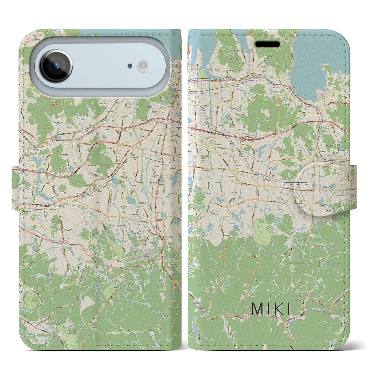 【三木（香川県）】地図柄iPhoneケース（手帳タイプ）