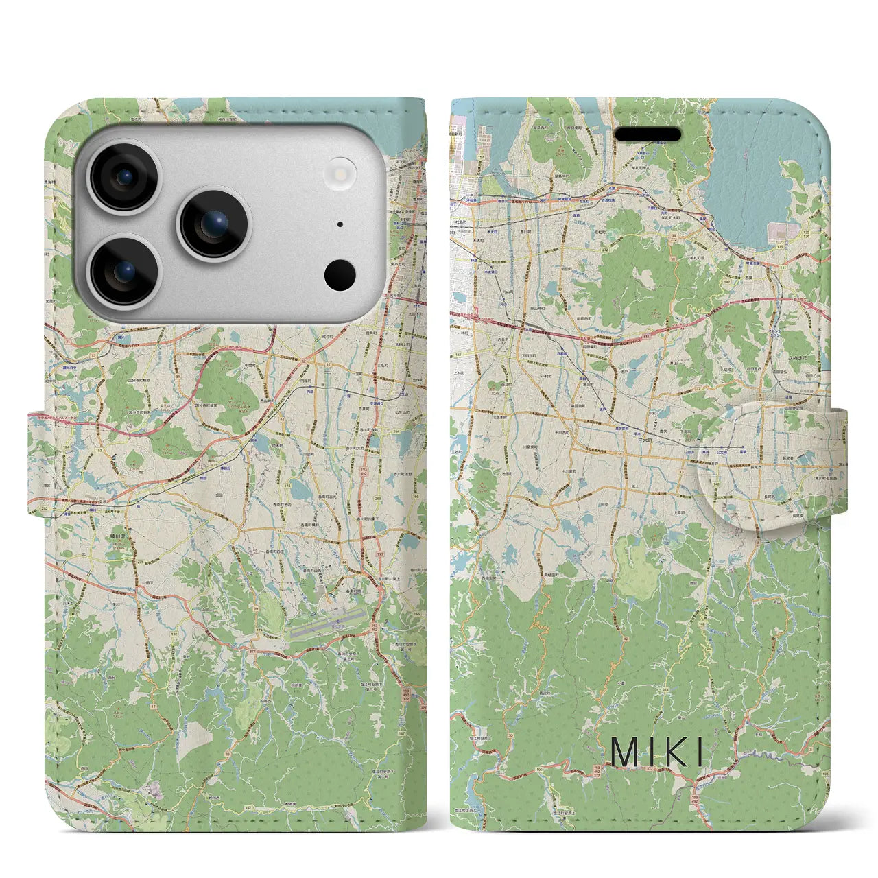 【三木（香川県）】地図柄iPhoneケース（手帳タイプ）