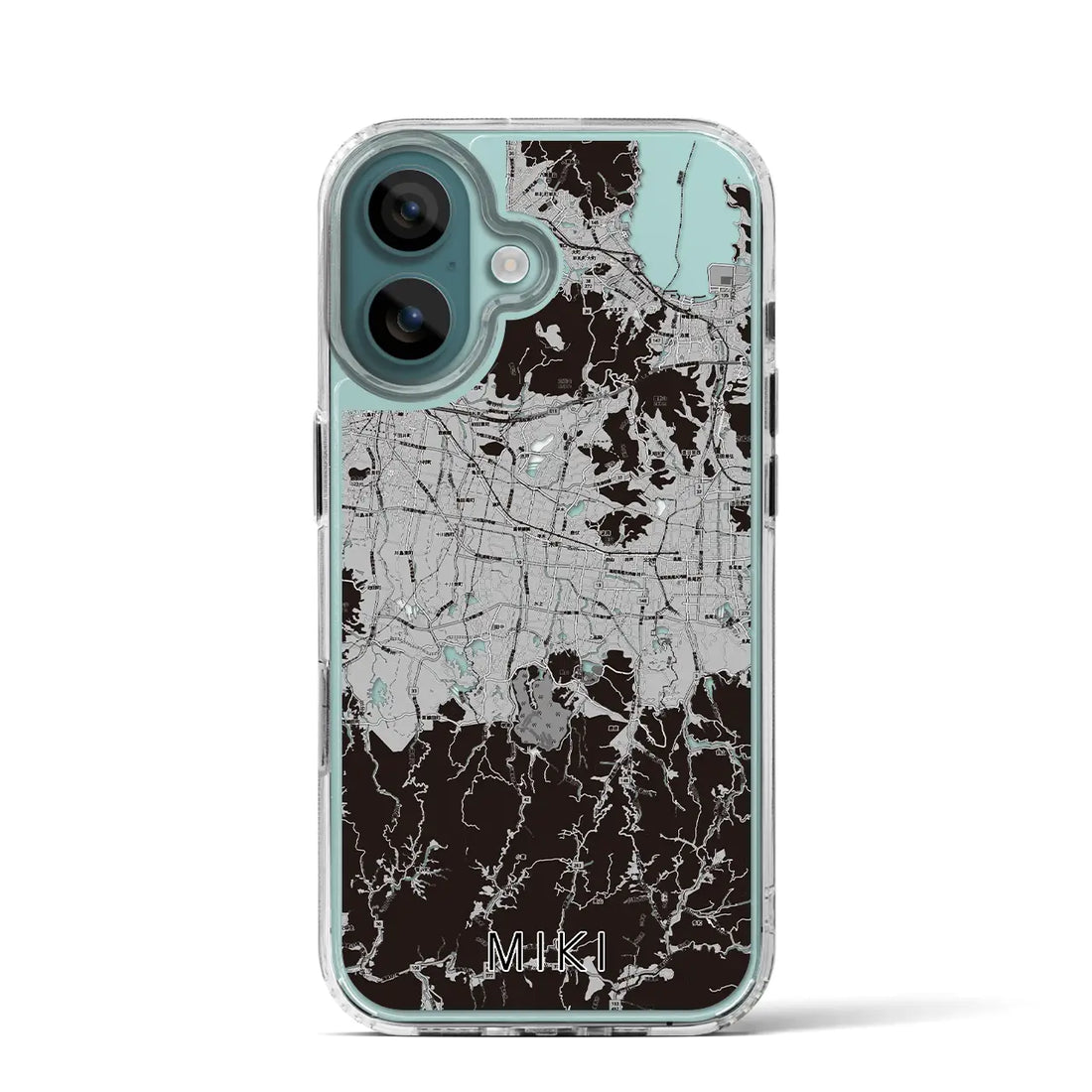 【三木（香川県）】地図柄iPhoneケース（MagSafeタイプ）モノトーン・iPhone 16 Pro 用