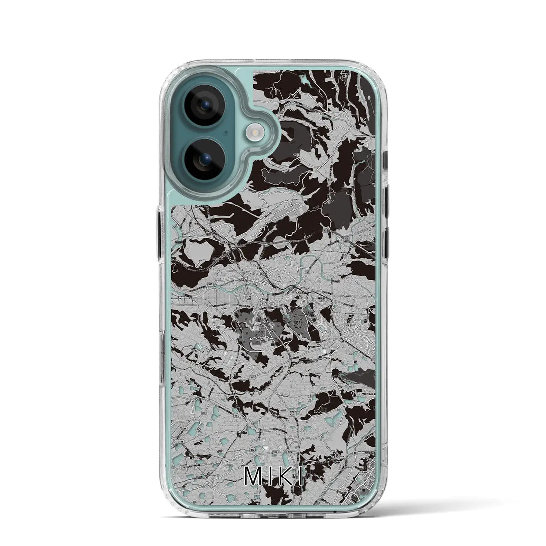 【三木(兵庫県)】地図柄iPhoneケース(MagSafeタイプ)モノトーン・iPhone 16 Pro 用