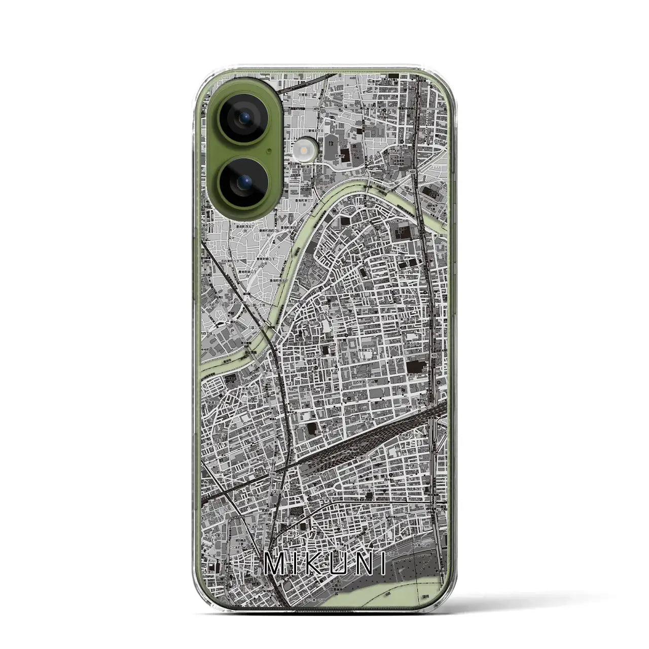 【三国（大阪府）】地図柄iPhoneケース（クリアタイプ）モノトーン・iPhone 17 Pro Max 用