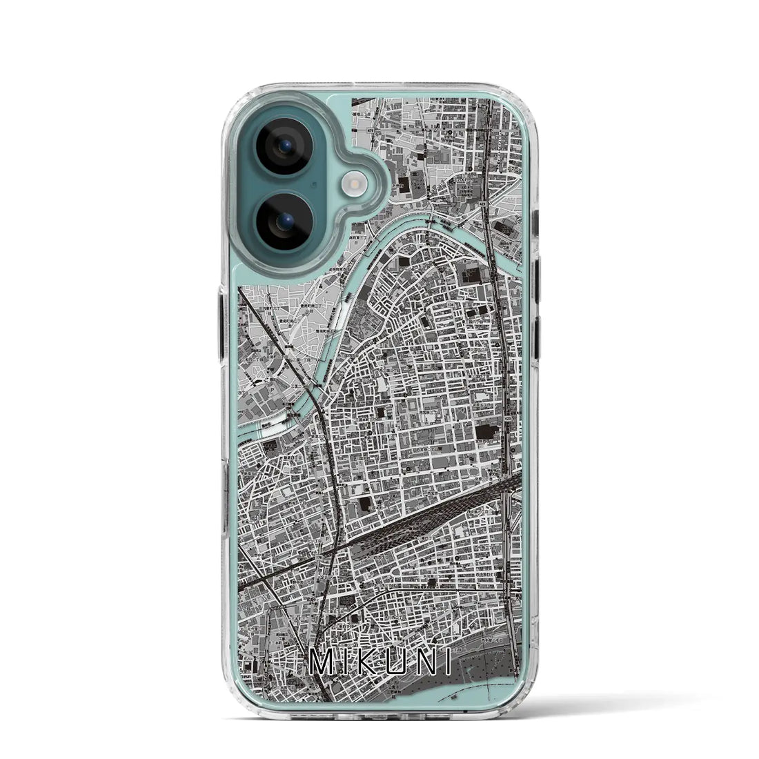 【三国（大阪府）】地図柄iPhoneケース（MagSafeタイプ）モノトーン・iPhone 16 Pro 用