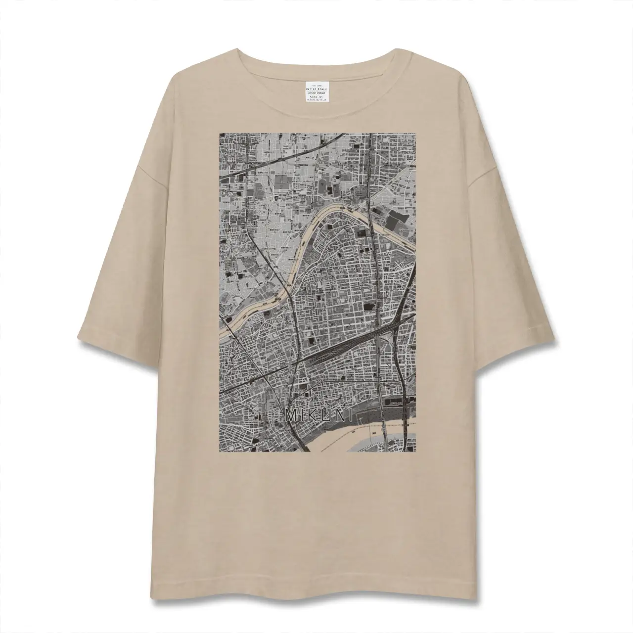 【三国（大阪府）（大阪府）】地図柄ビッグシルエットTシャツ