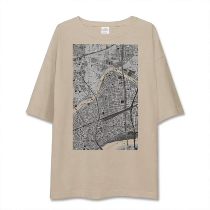 【三国（大阪府）（大阪府）】地図柄ビッグシルエットTシャツ