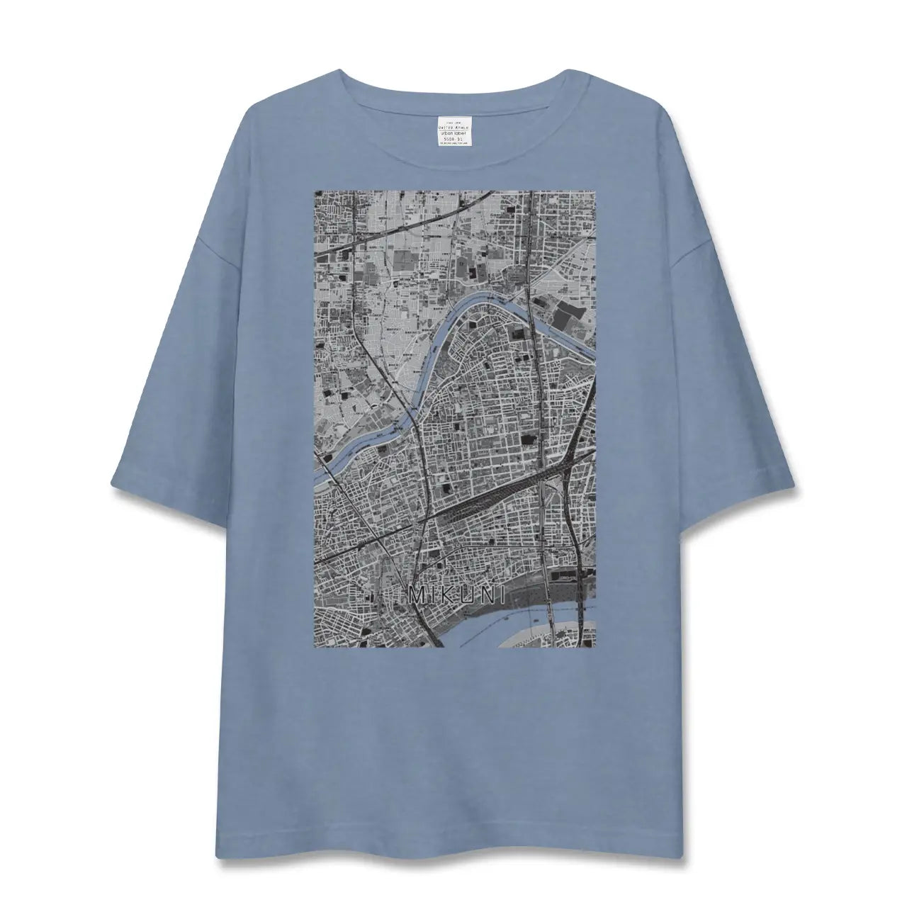 【三国（大阪府）（大阪府）】地図柄ビッグシルエットTシャツ