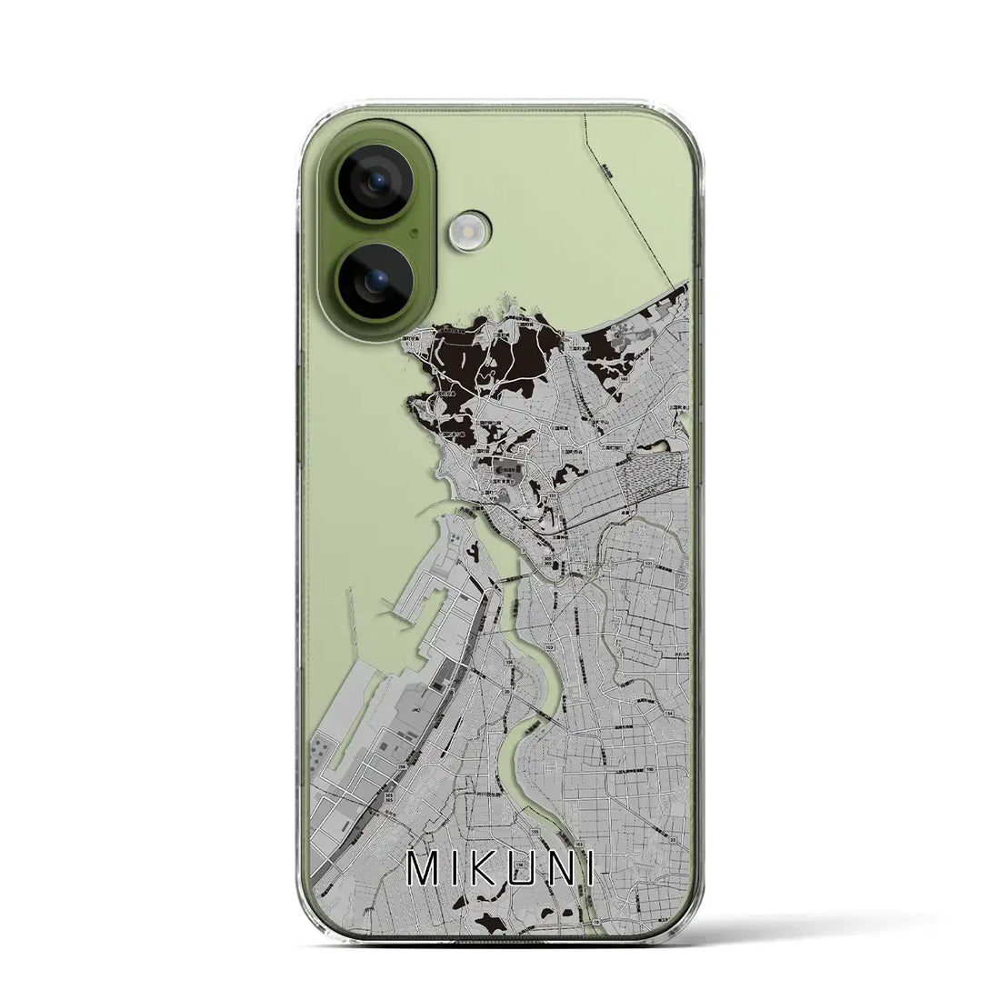 【三国(福井県)】地図柄iPhoneケース(クリアタイプ)モノトーン・iPhone 17 Pro Max 用